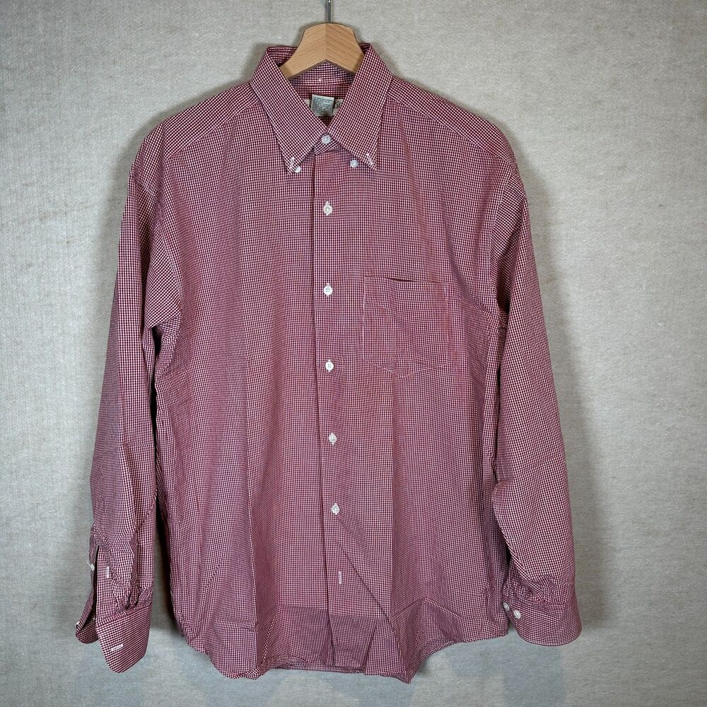Vintage 90s Banana Republic Red Gingham Shirt Men's M Made Hong Kong Preppy